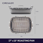 Circulon Total Bakeware Nonstick Roaster, Roasting Pan with Rack, 17-Inch x 13-Inch, Gray