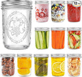 Miuyhji Mason Jars 16 oz with Lids, 12Pcs Wide Mouth Glass Canning Jars with Airtight Lids and Bands, Overnight Oats Containers for Pickling, Freezing, Preserving, Meal Prep, Jar Décor