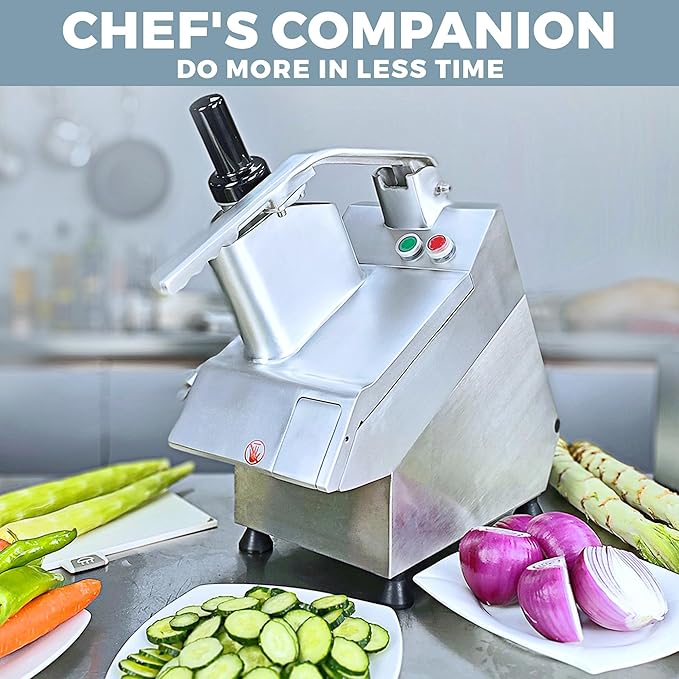 Tartle 550W Commercial Vegetable Cutter and Food Processor - 110V Multifunction Automatic Cutter - Vegetable Slicer Cheese Grater Potato Dicer, 3.17 Quart with Disc Blades