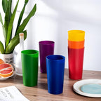 26-ounce Plastic Drinking Glasses Stackable Tumblers Water Cups Mixed Drinkware, set of 12 Mixed Color Reusable Shatter-resistant Dishwasher Safe