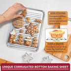 P&P CHEF 9 x 7 x 1 Inch Mini Toaster Oven Pan, Stainless Steel Small Baking Pan Oven Tray for Cooking & Roasting, Corrugated Bottom, Healthy & Sturdy, Dishwasher Safe - 1Pc