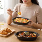 2-Pack Ceramic Au Gratin Baking Dishes with Handles, 8.7" Rectangular Small Casserole Dishes for Oven, Black Blue Glaze Mini Baking Dish Set, 16 oz Individual Serving Bakeware
