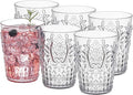 KLIFA- BLOIS- 15.2 ounce, Set of 6, Acrylic Tumbler Drinking Glasses, BPA-Free, Stackable Plastic Drinkware, Dishwasher Safe, Vintage Looking Cups, Clear