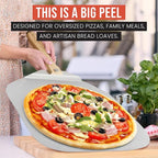 Chef Pomodoro Aluminum Metal Pizza Peel with Foldable Wood Handle for Easy Storage, Pizza Spatula, Gourmet Luxury Pizza Paddle for Baking Homemade Pizza Bread (18 x 20 inch)
