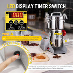 CGOLDENWALL 800g LED Display Grain Mill Grinder Electric Spice Herb Grinder Stainless Steel Pulverizer for Dry Spices Herbs Grains Coffee Seeds Rice Corn Pepper 110V