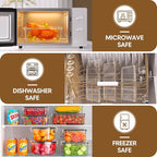 50 PCS Food Storage Containers with Lids Airtight (25 Containers & 25 Lids), 100% Leak Proof Meal Prep Container for Kitchen, BPA-Free Plastic(Polypropylene5), Microwave/Dishwasher Safe, Labels & Pen