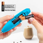 Zulay Kitchen Whisk Milk Frother with 4 Duracell Batteries - Powerful Handheld Foam Maker for Coffee, Lattes, Matcha, Hot Chocolate & Cappuccinos - Whip Creamy Froth in Seconds