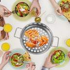 Stainless Steel Large Hole Colander for Shrimp Pasta & Vegetables - Mesh Strainer with Comfortable Grip for Kitchen Use