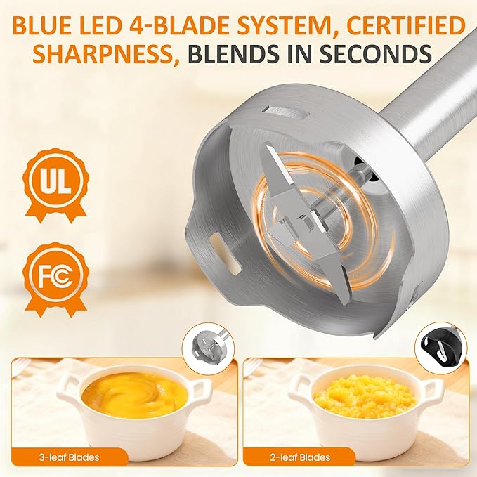 Sunvivi Cordless Hand Blender: 1000W 12-Speed Electric Stick Mixer with 10 Accessories, 600ML Chopper, Whisk, Milk Frother for Smoothie, Soup, Puree, Immersion Blender Set, Black
