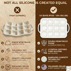 BAKE BOSS Silicone Brownie Pans with Dividers - 2 PACK - CREAM