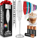 Zulay Kitchen Whisk Milk Frother with 4 Duracell Batteries - Powerful Handheld Foam Maker for Coffee, Lattes, Matcha, Hot Chocolate & Cappuccinos - Whip Creamy Froth in Seconds
