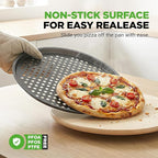 NutriChef 6-Pack13’’ Non-Stick Pizza Pans, Round Pizza Pans for Oven, Commercial-Grade Carbon Steel, Non-Stick Gray Coating, Ideal for Baking Pizza, Cookies and More, Dishwasher Safe