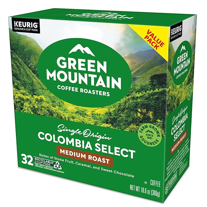 Green Mountain Coffee Roasters Colombia Select Coffee, Keurig Single-Serve K-Cup pods, Medium Roast, 32 Count