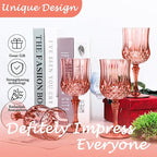 Plastic Wine Glasses, Plastic Goblets Vintage Style Cordial Unbreakable Drinking Glasses, Reusable Drinkware for Wedding Reception, Grand Event Party Supplies (24, Rose Gold)