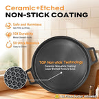 Laser-etched Nonstick Pizza Steel, 3-Layer Hybrid Steel Pizza Pan with Aluminum Core, Better Thermal Conductivity than Stone, Safe Up to 900°F, Food-grade Non-stick Oven Baking Pan, PTFE & PFAS Free