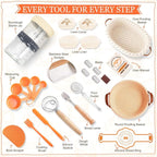 Sourdough Starter Kit, Sourdough Bread Baking Supplies, Sour Dough Starter Kits, Woven Bread Proofing Basket, Sourdough Kit Jar Sour Dough Bread Making Tools Kit Accessories, Gifts for Women Mom Wife
