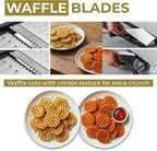 Gramercy Adjustable Mandoline Slicer for Kitchen, Potato Cutter, Vegetable Chopper, Mandolin, Cucumber Slicer- INCLUDING one Pair Cut-Resistant Gloves and Waffle Fry Cutter