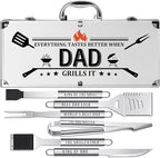 Dad Gifts, Dad Birthday Gifts from Daughter Son Heavy Duty Grilling Accessories Kit for Backyard BBQ, Thick Stainless Steel Grill Utensils with Non-Slip Handle Tool for Man on Christmas