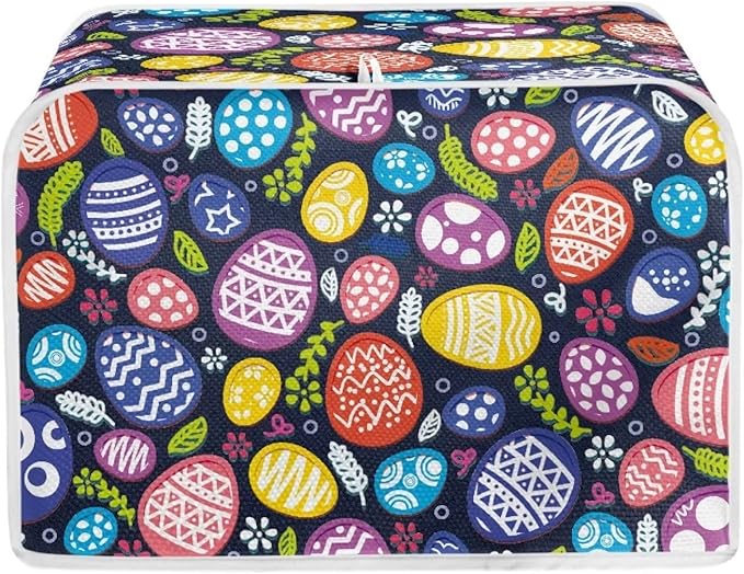 JEOCODY Easter Toaster Cover Egg Print Toaster Covers 2 Slice Wide Slot Dustproof Fingerprint Protectors and Greasy Protection Anti-sputtering Machine Washable Women Gift