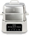 Electric Food Steamer 12.7 QT, Double-Tier 8-in-1 Vegetable & Meal Steamer, Stainless Steel, Timer & Keep Warm, Boil-Dry Protection, Healthy Cooking Kitchen Steamer