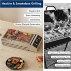 1800W Countertop Electric Grill, Smokeless Indoor Grill with Removable Griddle, Adjustable Temperature 122°F-572°F, Commercial Stainless Steel BBQ Grill for Party Restaurant Camping