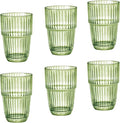 Bormioli Rocco Barshine 12.88 oz. Long Drink Stackable Tempered Drinking Glasses, Set of 6, Mint Green