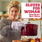 KITCHEN PERFECTION Silicone Smoker Oven Gloves for Women -Extreme Heat Resistant BBQ Gloves -Handle Hot Food Right on Your Smoker Grill Fryer|Waterproof Oven Mitts Grill |Superior Set+3 Bonuses