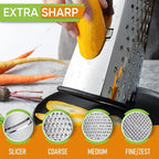 Spring Chef Professional Box Grater, Large & Premium Swivel Vegetable Peeler, Black - 2 Product Bundle