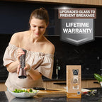 HOME EC Original Stainless Steel Salt or Pepper Grinder 1pk - Adjustable Ceramic Sea Salt Grinder or Pepper Mill - Tall Glass Spice Shaker - Spice Mill w/Ebook (Copper)
