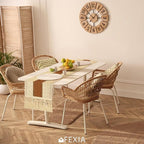 FEXIA Boho Table Runner 48 Inches Long Thanksgiving Decor with Tassels Farmhouse Style for Party Wedding Baby Bridal Shower Dining Decor Middle Brown (12x48 Inches)