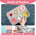 3 Pack Silicone Donut Pan, Non-stick Doughnut Molds for Baking, 6 Cavity Donut Maker Muffin Cupcake Bagel Making Tray (Gray, Pink, Blue)
