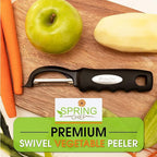 Spring Chef Professional Box Grater, Large & Premium Swivel Vegetable Peeler, Black - 2 Product Bundle