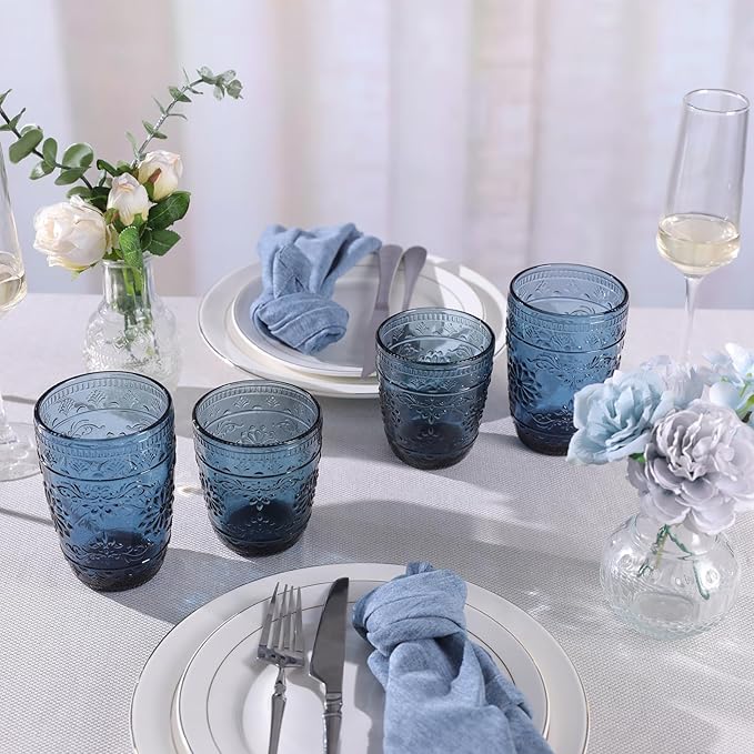 abrwyy 6Pcs 14OZ Drinking Highball Beverage Glass Cup, Blue Drinking Glasses, Colored Glassware Set for Party Wedding, Home, Office, Water, Juice, Cocktail, Highball Glasses