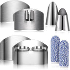 CHENGU 8 Pieces Finger Guard Set for Cutting Food Vegetables Stainless Steel Knife Cutting Protector Thumb Guard Protector to Avoid Hurting When Slicing and Chopping