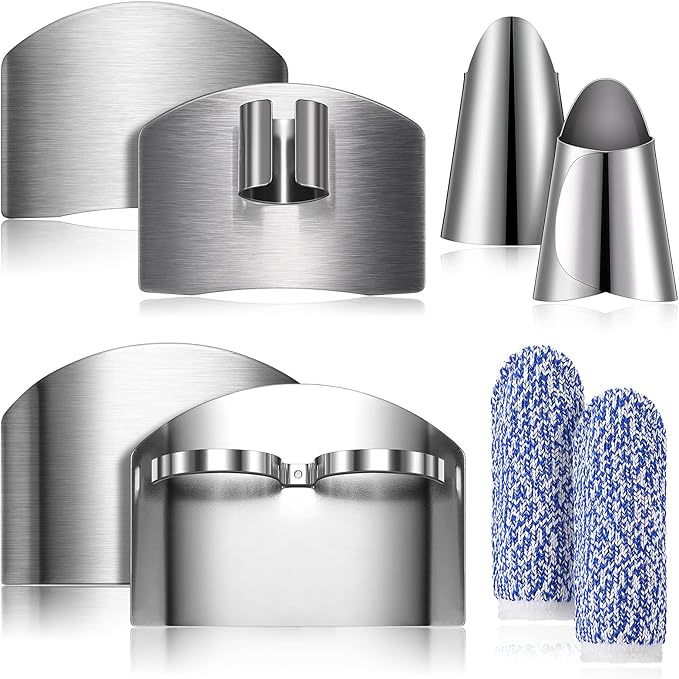 CHENGU 8 Pieces Finger Guard Set for Cutting Food Vegetables Stainless Steel Knife Cutting Protector Thumb Guard Protector to Avoid Hurting When Slicing and Chopping