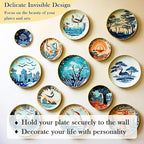 7 Pack Plate Hangers for Wall Display, 6/8/10/12 Inch Invisible Stainless Steel Plate Holders with Wall Hooks, Fit 5.5–12.5 Inch Decorative Plates, Plate Display Hangers for Home Wall Decor, Gold