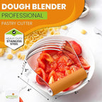 Spring Chef Large Dough Blender For Baking, Professional Dough Cutter Tool, Stainless Steel Puff Pastry Cutter Tool with Sharp Blades, Manual Pastry Blender for Easy Mixing - Dishwasher Safe - Mango