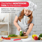 Zulay Kitchen 3-Piece Kids Knife Set for Real Cooking & Baking - Toddler Knives for Cutting Fruits, Veggies, & Cake - Children’s Montessori Knive with Serrated Edges - Safe & Fun Lettuce Knife (Red)
