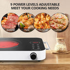 Electric Cooktop 110v, Portable Electric Stove 1800W Infrared Hot Plate, Nafewin Single Burner Cooktop Countertop with Handle, 4-Hours Timing Setting, Compatible for All Cookwares