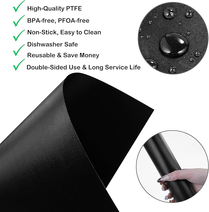 6Pcs Reusable Air Fryer Liners for Ninja, 12 × 12in Non-Stick Liners for Bottom of Toaster Oven, 3 × Liners + 3 × Mesh Sheets, Pre-Cut Square Baking/Microwave/Grill Mat for SP101/SP201/SP301/SP351
