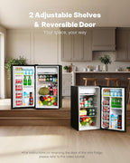 Upstreman 3.2 Cu.Ft Mini Fridge with Freezer, Single Door Compact Refrigerator, Adjustable Thermostat, Small Refrigerator for Dorm, Bedroom, Office, Black-BR321