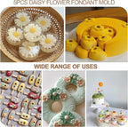 5Pcs Daisy Flower Molds Silicone Small Flower Chocolate Molds Sunflower Fondant Cake Candy Candle Resin Soap Ice Cube Mold for Baking