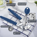 Commercial Can Opener, UHIYEE Hand Crank Can Opener Manual Heavy Duty with Comfortable Extra-long Handles, Oversized Knob, Large Handheld Can Open Easy for Big Cans, Blue