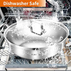 Delarlo Tri-Ply Stainless Steel 12 inch Everyday Pan with Glass Lid, Deep Saute Pan, Kitchen Everything Pan, High Side Chef's Pans, Induction Cooking Pot, Dishwasher Safe, 4QT Stock Pot Up To 600℉