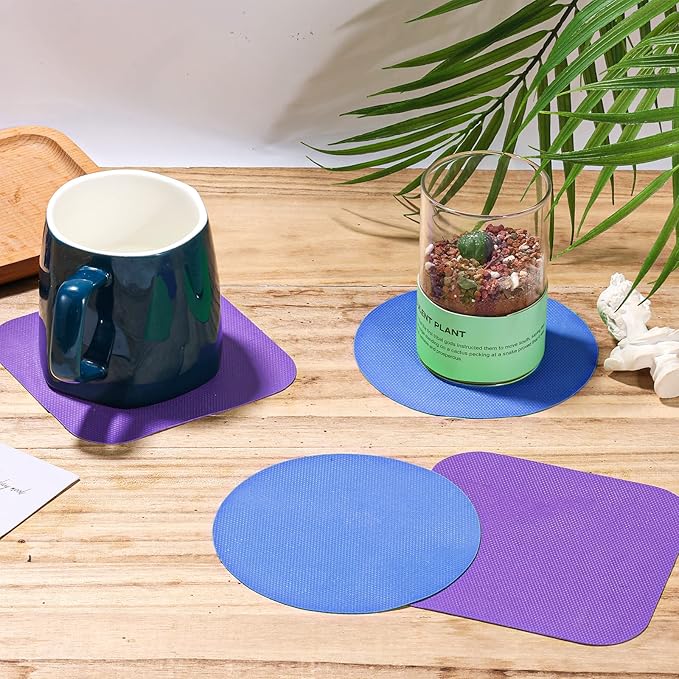 LUTER 4pcs Jar Opener, Rubber, Multi-function Silicone Bottle Opener for Seniors with Weak Hands Lid Cap Gripper Pads Kitchen Coasters Gadgets(Blue, Purple)