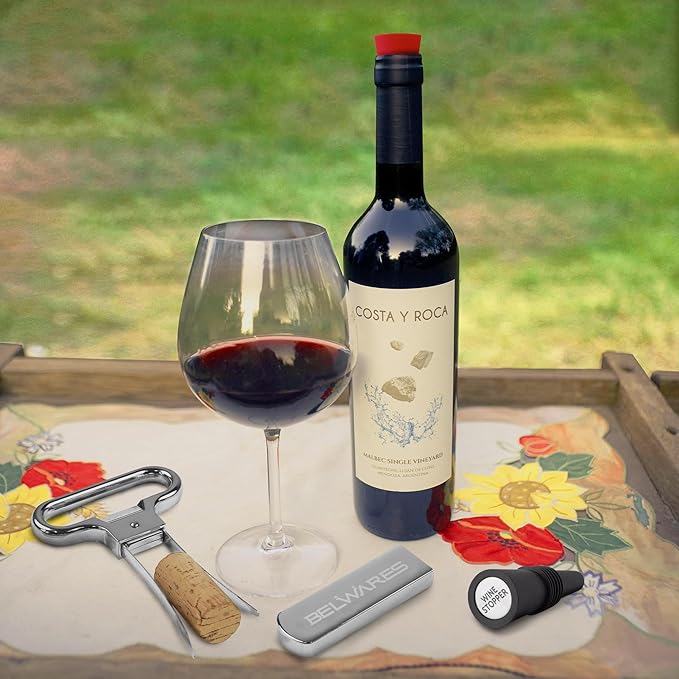 Ah So Wine Opener - Two Prong Cork Puller with 2 Wine Stoppers for Wine Bottles - Stainless Steel Wine Bottle Opener - Ideal for Safely Removing Fragile, Old Corks Intact - Gifts for Wine Lovers