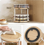 YATINEY Lazy Susan Organizer, Rotating Spice Rack, 2 Tier Spice Turntable Organizer, Industrial Turntable Spice Holder, for Kitchen Countertop, Compact and Versatile, White and Natural SR22WN