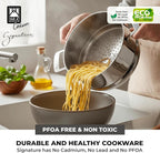 BRA COOKWARE Signature Stainless Steel Steamer | 9.5 inches - 4 quarts Professional Grade Steam Set | Compatible with Signature Stock Pot w/Glass Lid | PFOA Free | Polished Finish