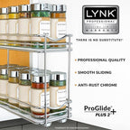 LYNK PROFESSIONAL® Pull Out Spice Organization for Cabinets - 4-3/8 inch Wide – Spice Rack for Inside Cabinets, Slide Out Spice Rack Organizer for cabinet – Pull Out Spice Rack, Sliding 2 Tier Chrome