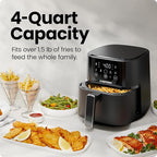 Chefman Air Fryer – 4 QT Compact Airfryer for Quick & Easy Meals in Minutes, Features Hi-Fry Technology for Extra Crisp, Touchscreen Controls with 4 Presets, Nonstick & Dishwasher Safe Basket - Black
